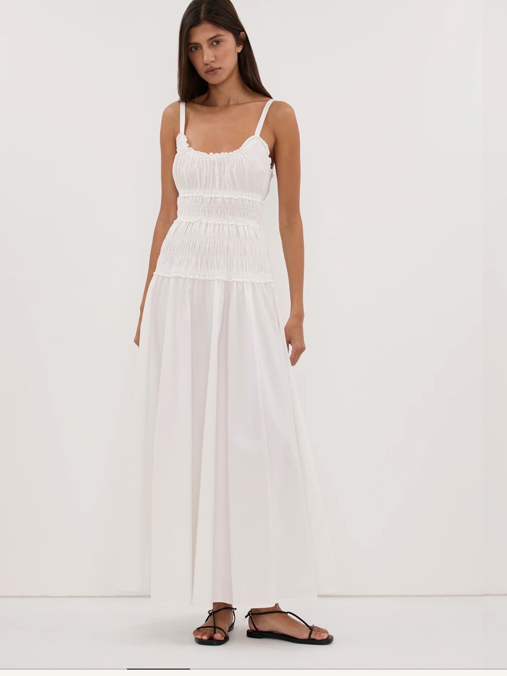 DISSH White Smocked Maxi Dress-Skirt - Picture 3 of 5